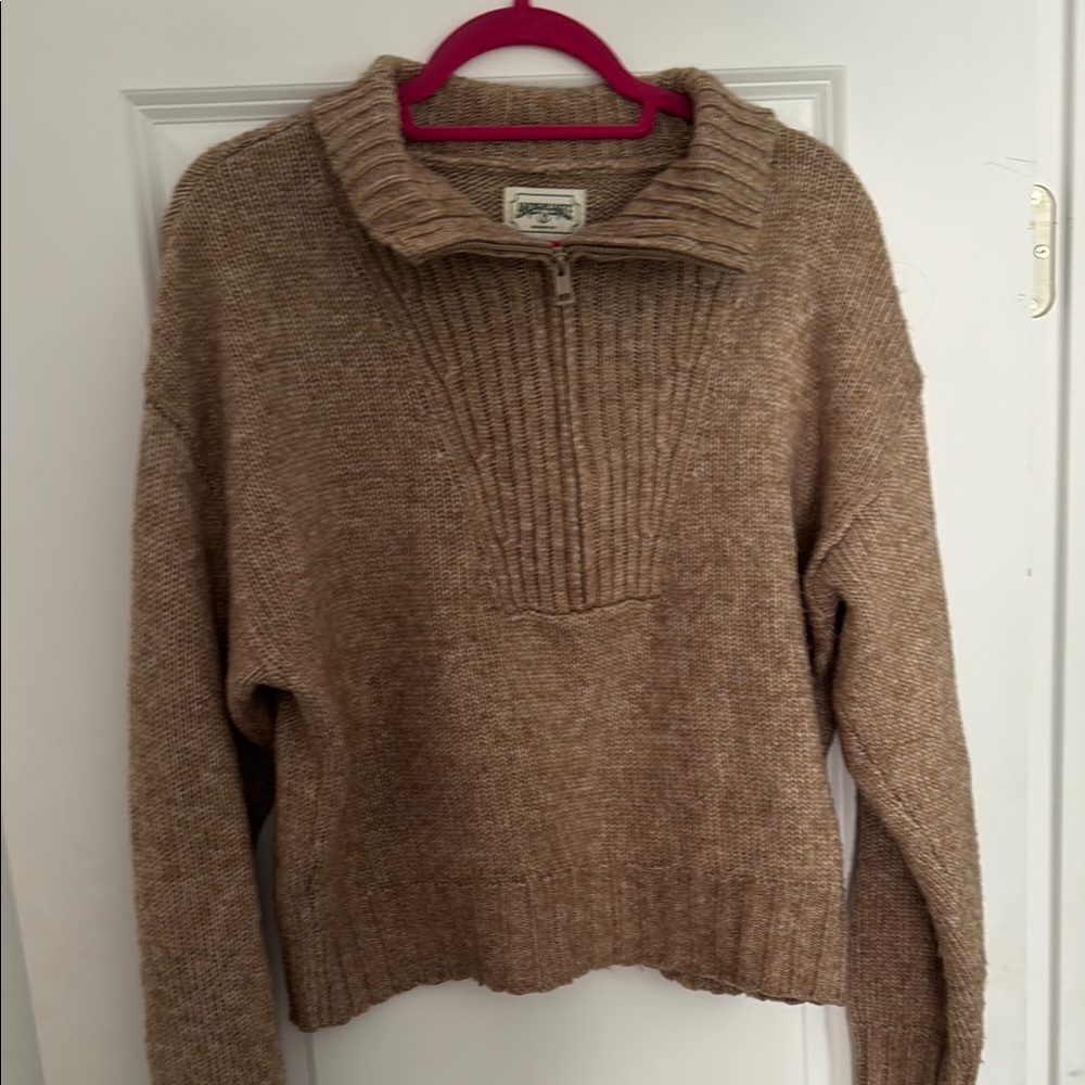 American Eagle Quarter Zip Brown Sweater